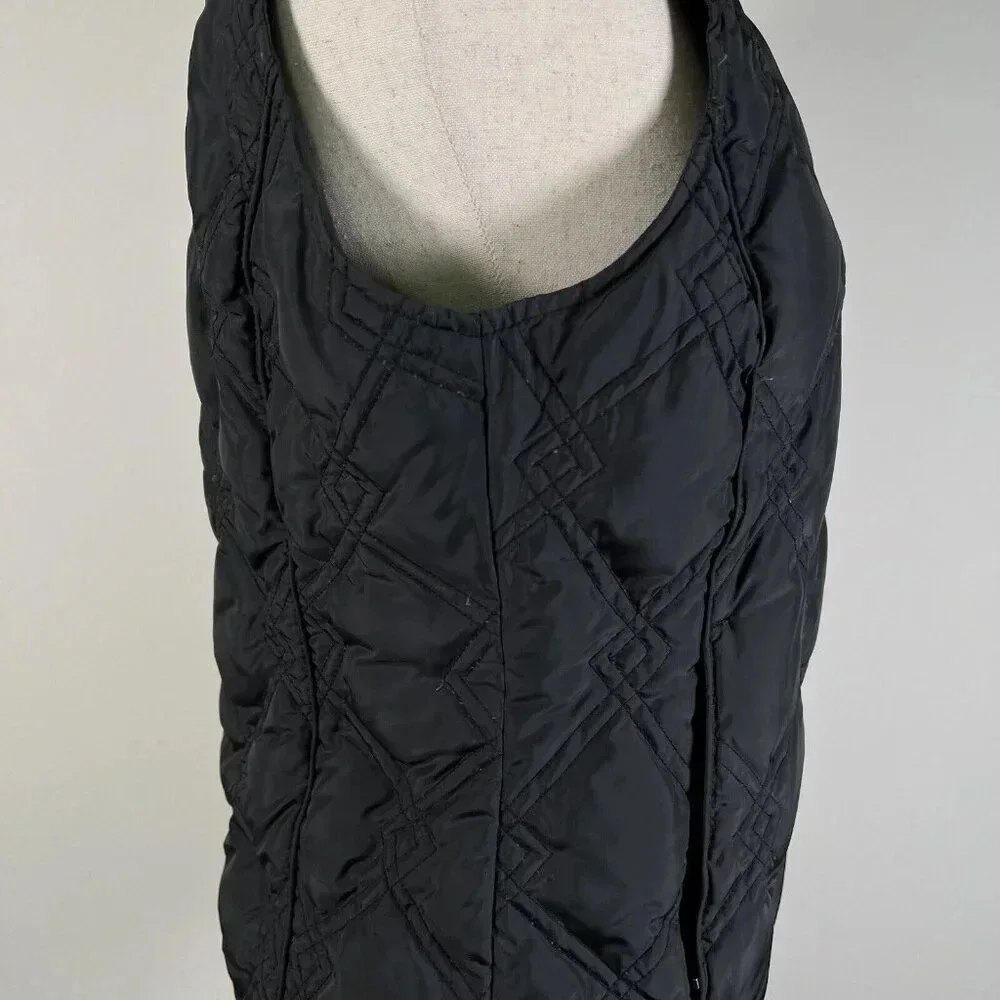 Eddie Bauer Vest Women's Small Black‎ Puffer Diamond Quilted Full Zip Outdoor